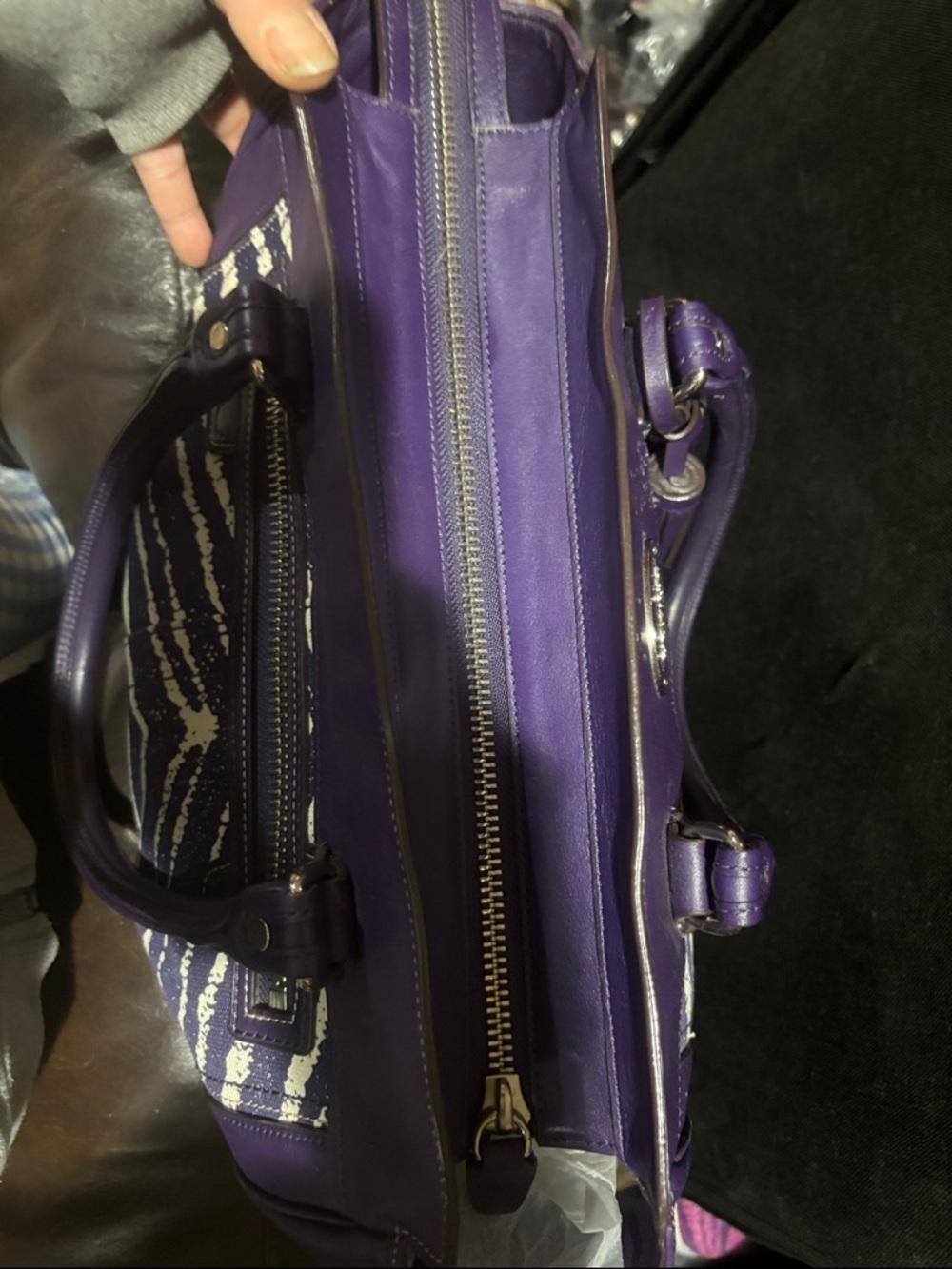 COACH FIRM $175 Rare PURPLE ZEBRA PRINT w/ DUST BAG . MAJOR SALE PRICE MOVING - Picture 14 of 16